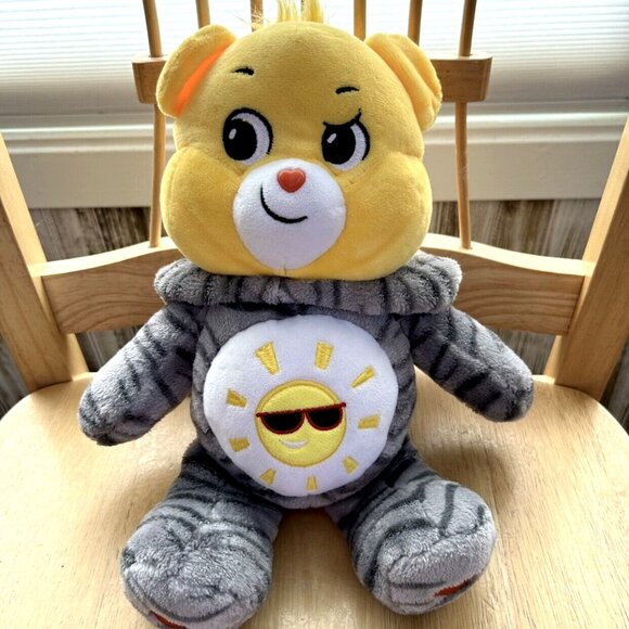 2021 Care Bears Unlock The Magic Funshine Bear Kitty Cat Hoodie 12” Plush - Picture 2 of 5